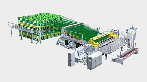 Carpet weaving system ALPHA 500 LEANTEC for producing greige material for printing, artificial grass and high-pile carpets (shaggy)