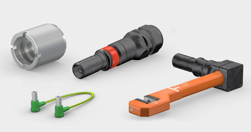 Teaser image of socket with MULTILAM connector, single-pole round connectors with bayonet locking, rapid connection systems FSA and medical connector, dedicated to single-pole industrial connectors