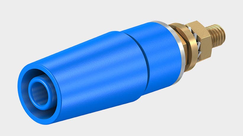 Insulated, rigid, Ø 4 mm, accepting spring-loaded Ø 4 mm plugs with rigid insulating sleeve. Machined brass.