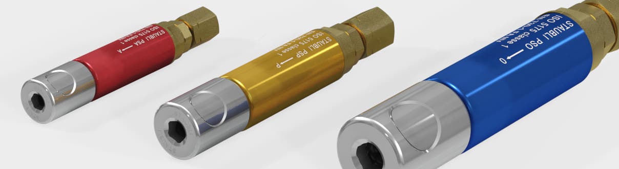 Sockets for quick connections of gas lines to bottles or network - Stäubli