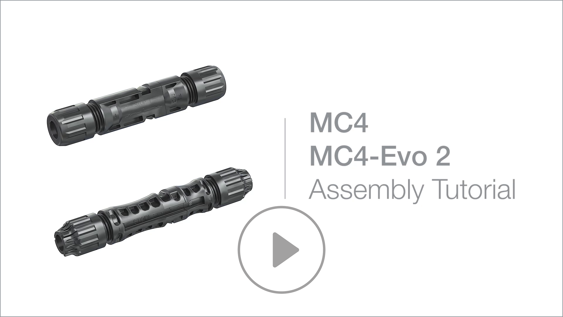 Online tutorial for safe assembly of Stäubli Original MC4 / MC4-Evo 2 PV connectors