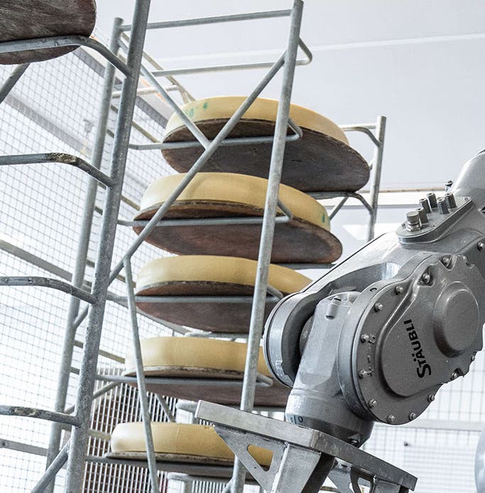Automated Care of Emmental cheese wheels