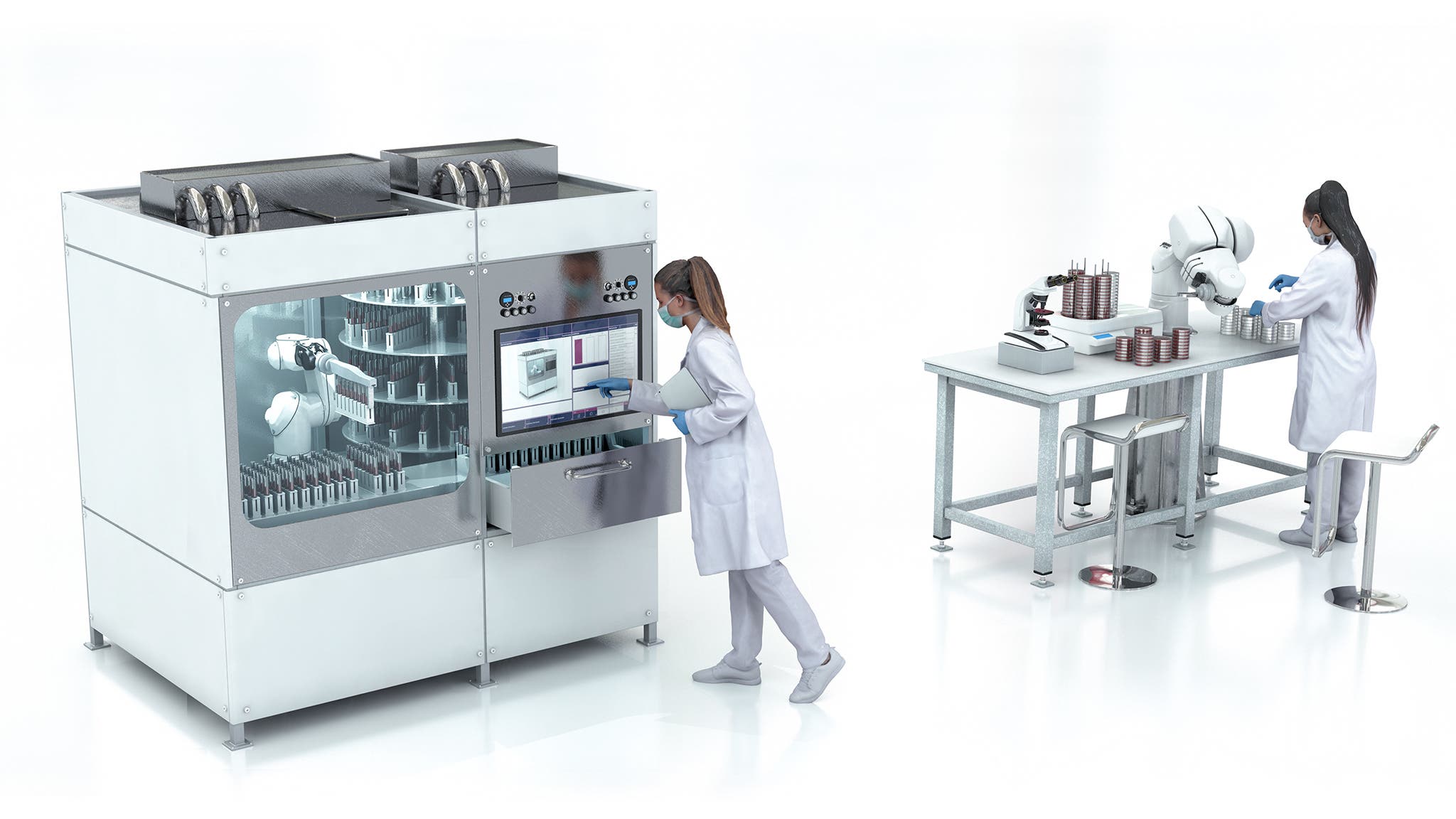 Diagnostics cell managed by TX2-40 with traceability and flexibility 3D line