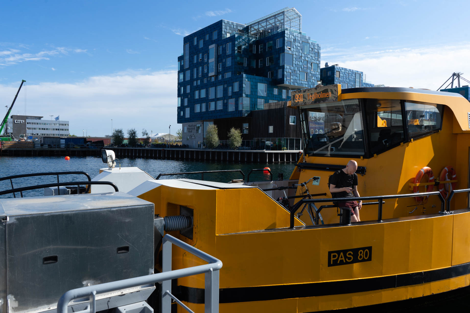Electric ferry being charged in copenhagen
