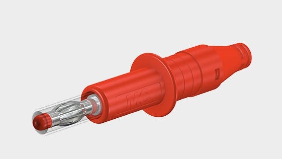 Teaser image with in-line Ø 4 mm plug, with spring-loaded MULTILAM, for self-assembly of test leads, with retractable sleeve to prevent accidental touching.