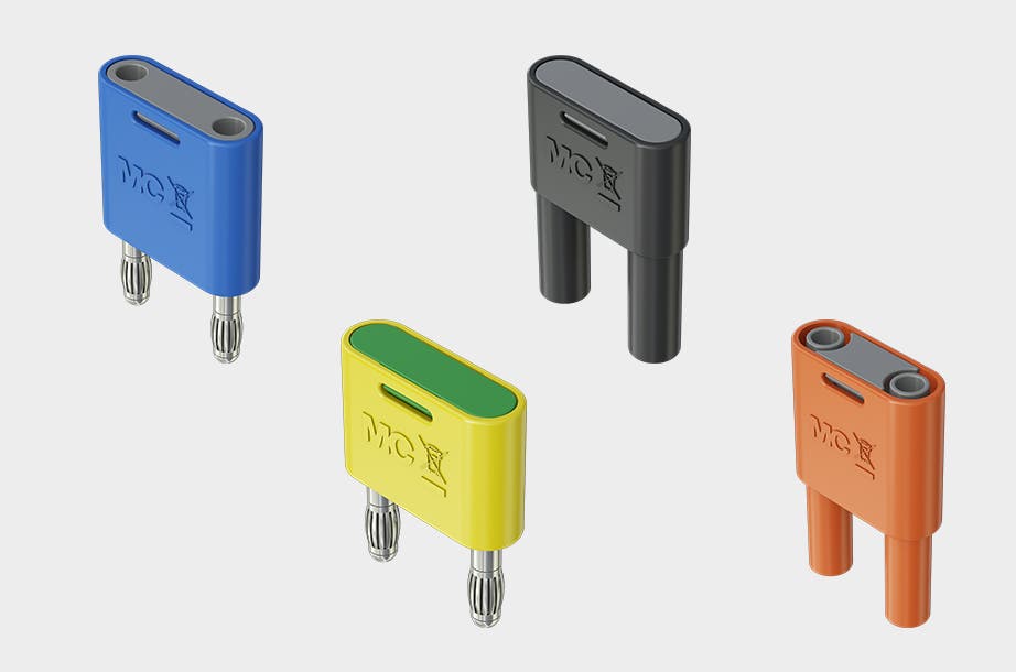 The Ø 4 mm connecting plugs are offered in eleven standard colors.