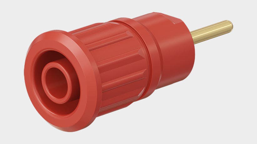 Insulated, rigid, Ø 4 mm, accepting spring-loaded Ø 4 mm plugs with rigid insulating sleeve. Machined brass.