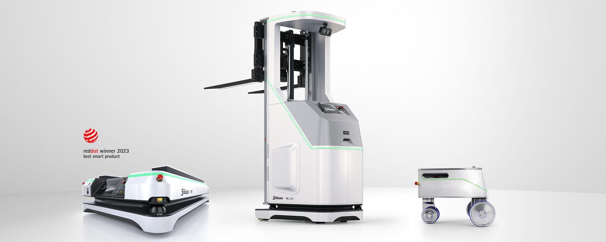 Overview of Stäubli Mobile Robotics portfolio with PF3, FL1500 and Sterimove