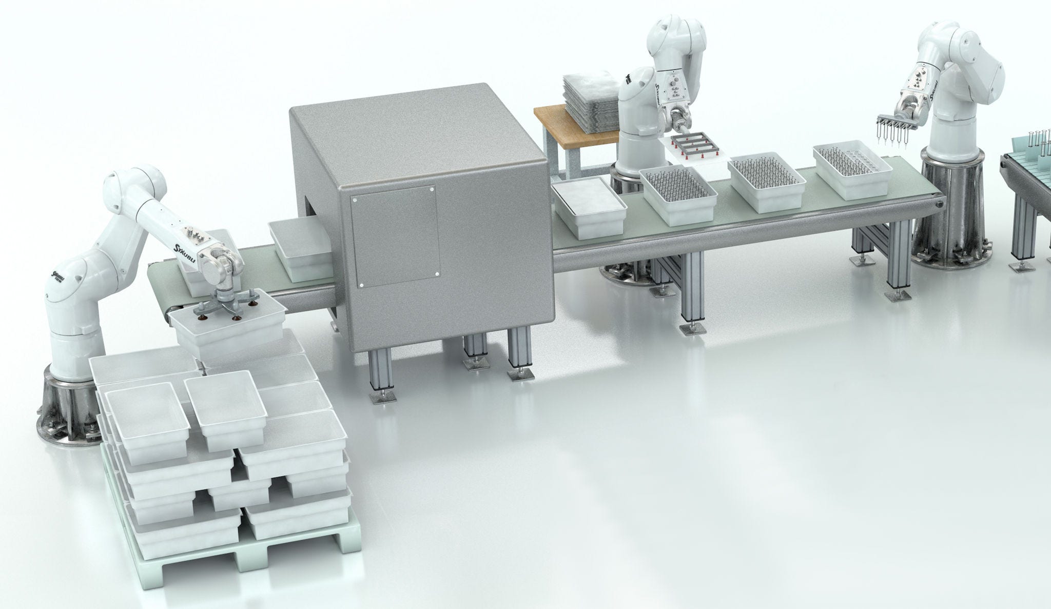 Robots pour l’inspection et l’emballage secondaire. Grade C/D (ISO 7)