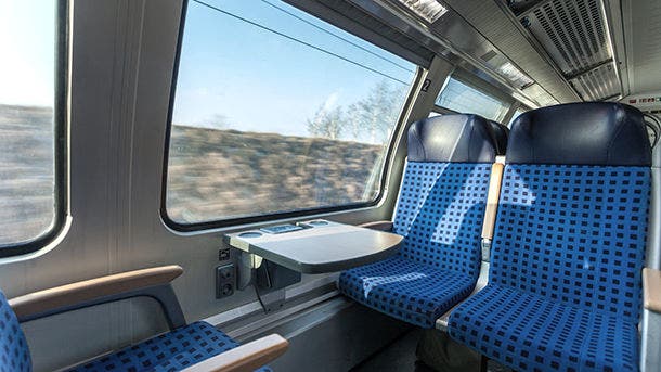 Emtpy interior of the train for long and short distance in Europe