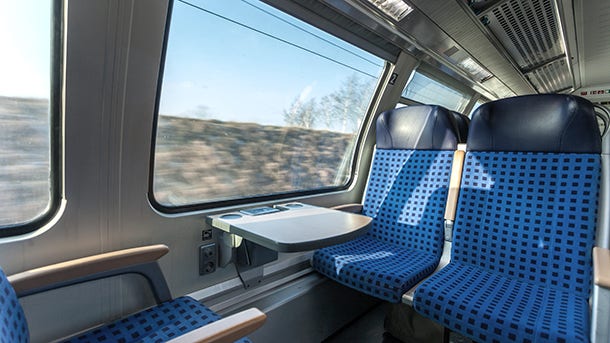 Emtpy interior of the train for long and short distance in Europe