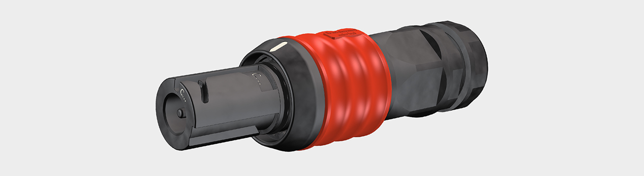 Header image with single-pole round connector, insulated, Ø 21mm with bayonet locking dedicated to insulated connectors 10-21 mm