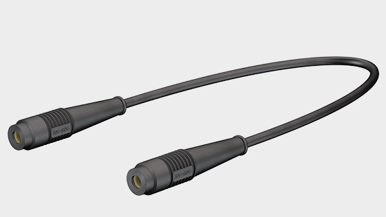 Teaser image with highly flexible coupling lead, with Ø 4 mm rigid sockets on both ends.