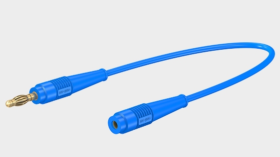 Teaser image with highly flexible extension lead, one end with Ø 4 mm MULTILAM plug, the other end with Ø 4 mm rigid socket.