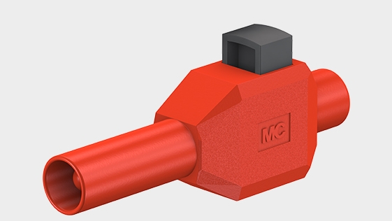 Teaser image with Ø 4 mm plug, with spring-loaded MULTILAM, for clamp-connecting stranded wires, rigid insulating sleeve and clamp connection.