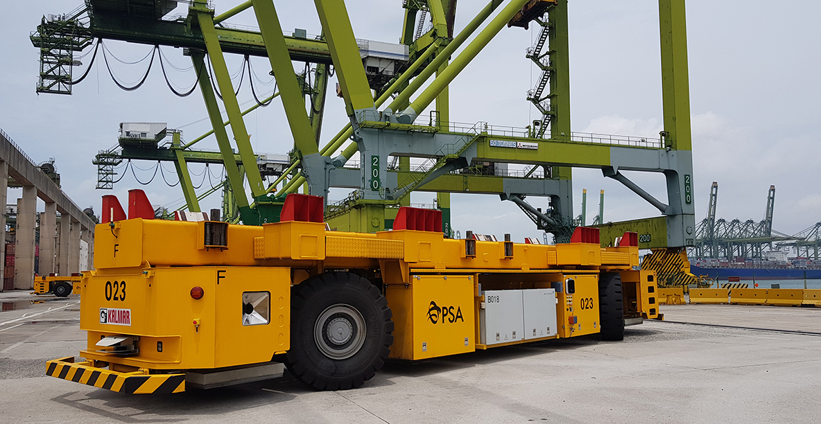 Electrical AGVs as logistic vehicles at PSA Singapore