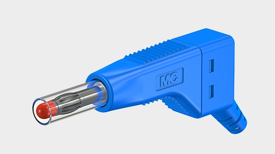 Teaser image with stackable, Ø 4 mm plug, with spring-loaded MULTILAM for self-assembly of test leads, and with retractable sleeve to prevent accidental touching and screw connection.