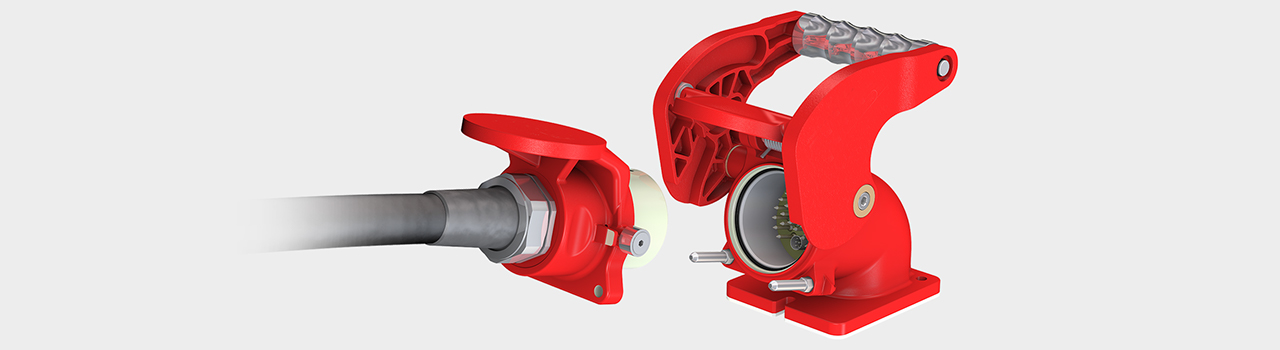 Header image with connector for harsh environnement, used in the railway industry, dedicated to e-mobility connectors