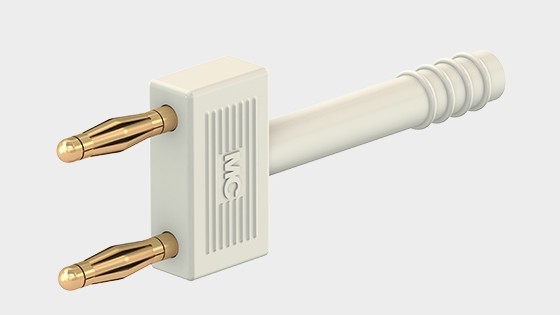 Teaser image with connecting plug KS2-10L, insulated, Ø 2 mm, made of brass, one piece and with spring-loaded MULTILAM. With insulating grip.