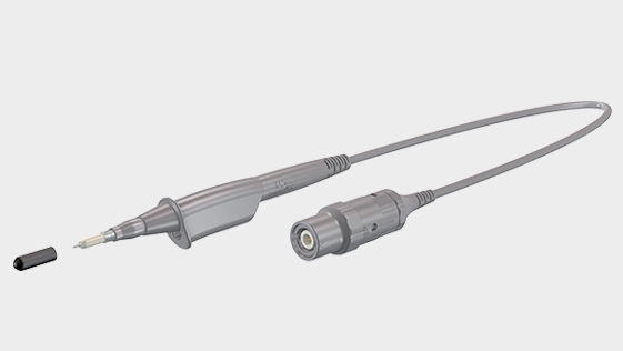 Teaser image with Isoprobe III – 10:1 HS, safety high-frequency 10:1 test probe. Highly flexible PVC-insulated coaxial connecting lead with BNC plug with integrated compensation unit.