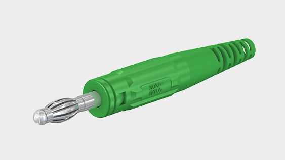 Teaser image with in-line Ø 4 mm plug, with spring-loaded MULTILAM for self-assembly of test leads with screw connection.