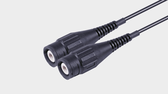 Teaser image with XLSS-174, touch-protected PVC-insulated coaxial test leads. Version with BNC male connector on both ends.
