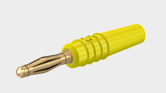 Teaser image with in-line, Ø 2 mm plug, with spring-loaded MULTILAM for selfassembly of test leads, with solder connection.
