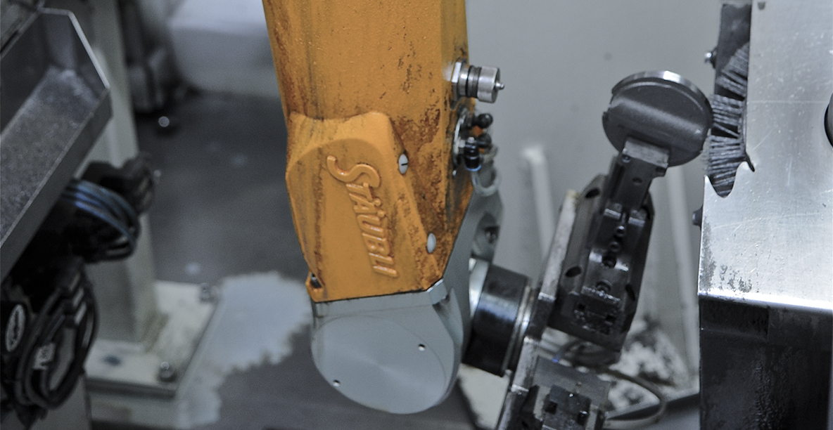 The Stäubli six-axis robot performs a spectrum of tasks, the core activities being cleaning and polishing.