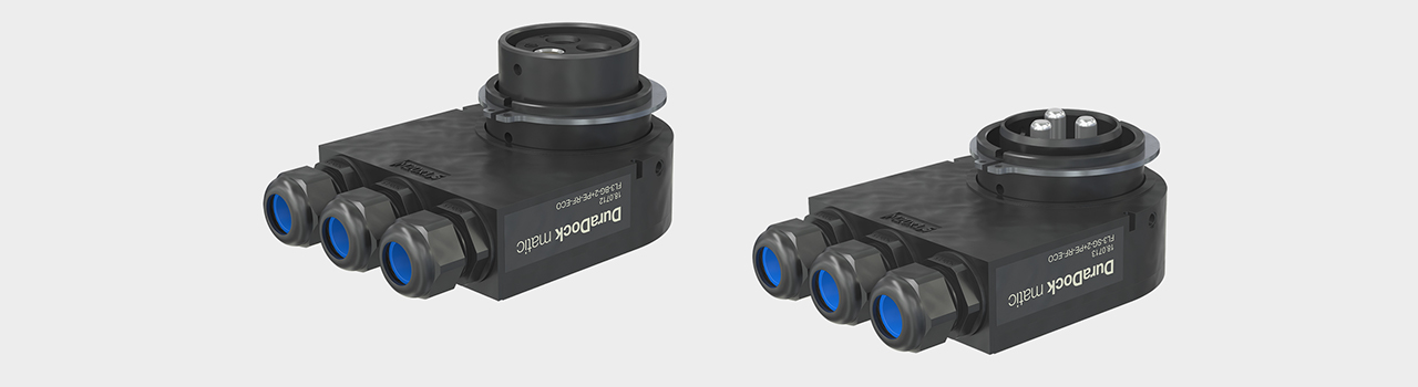 Header image with connectors for robot tool changers DuraDock matic, designed for use in automatic tool changers.